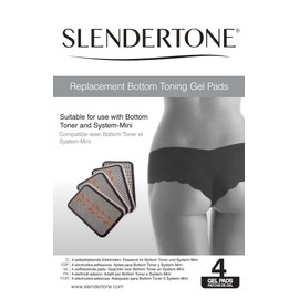 Slendertone Replacement Gel Pads for Mini Bottom Toning System (4 Pads) Black