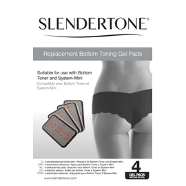 Slendertone Replacement Gel Pads for Mini Bottom Toning System (4 Pads) Black