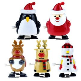 TOYANDONA 5Pcs Christmas Wind Up Toys Stocking Stuffers Santa Snowman Wind Up Toys for Christmas Party Favors Goody Bag Filler