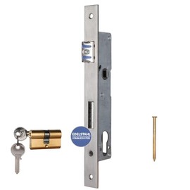ATTAS Mortice Lock with Profile Cylinder for Swing Gates - Backset 20 mm, for Garden Gate, Pipe Frame Lock, Suitable for Frame Profile Frame Lock, Interchangeable Function, DIN Left & DIN Right Garden