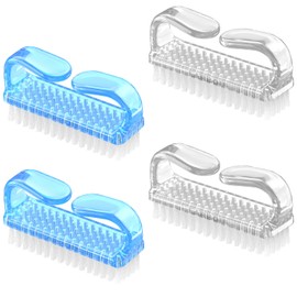 Larbois Handle Grip Nail Brush, Hand Fingernail Brush Cleaner Scrubbing Kit Pedicure for Toes and Nails Men Women (4 Pack) (Color-7)