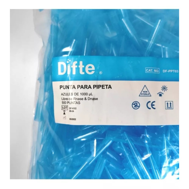 Difte Puntas Azul De 1000ul Para Micropipeta 2,500 Piezas