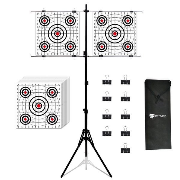 Atflbox Adjustable Paper Target Holder with 10pcs Target Papers for