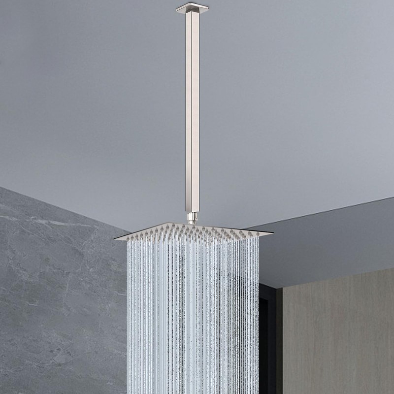 HarJue Ceiling Mounted Shower Arm, Rain Shower Head Square Extension