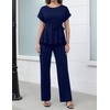 Women's 2 Piece Outfits Suit Set Short Sleeve Peplum Top