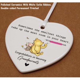 New Grandparents Gift-Winie Gifts The Pooh-Promoted to Grandparents-Baby Gift Shower-Pregnancy Announcement Gift,Baby Reveal Idea Sometimes The Smallest Things-Heart Shaped Ornament