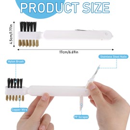 Kitchen Cleaning Scrub Brush Deep Gas Stove Brass Wire Brush with Stiff Bristles & Cooktop Scraper Stainless Steel Scrubber for Range Hood Grease Grime Rust Cleaner for Pot Pan Household Cleaning Tool