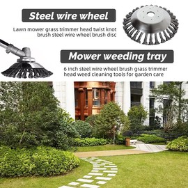 Viilich Weed Brush Wild Herb Brush 150 x 25.4 mm Cone Weed Brush Cutter Brush Cutter Wire Brush Knotted Round Brush with 4 Adapters for Garden Weed Trimmer (6 Inches)