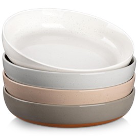 MALACASA Large Pasta Bowls Set of 4, 48 OZ Salad Bowls Serving Bowls for Dinner, Ceramic Soup Bowls Pasta Plates for Serving, Stackable, Microwave & Dishwasher Safe, Multicolor, Series TARA