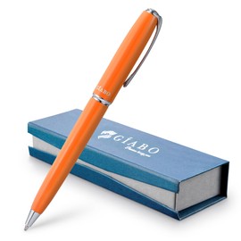 Gíabo High Quality Orange Stainless Steel Ballpoint Pen with Chrome Accents and Piano Lacquer Look | Elegant Twist Ballpoint Pen with Gift Box - Ideal for Office, Business and Special Occasions