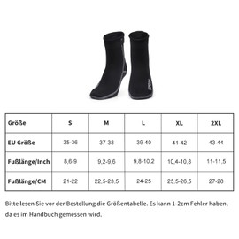 COPOZZ 3 mm Diving Socks, Neoprene Socks for Adults, Women, Men, Thick Diving Socks, Water Sports, Swimming Socks for Swimming, Snorkelling, Sailing, Surfing, Water Sports, black, xl