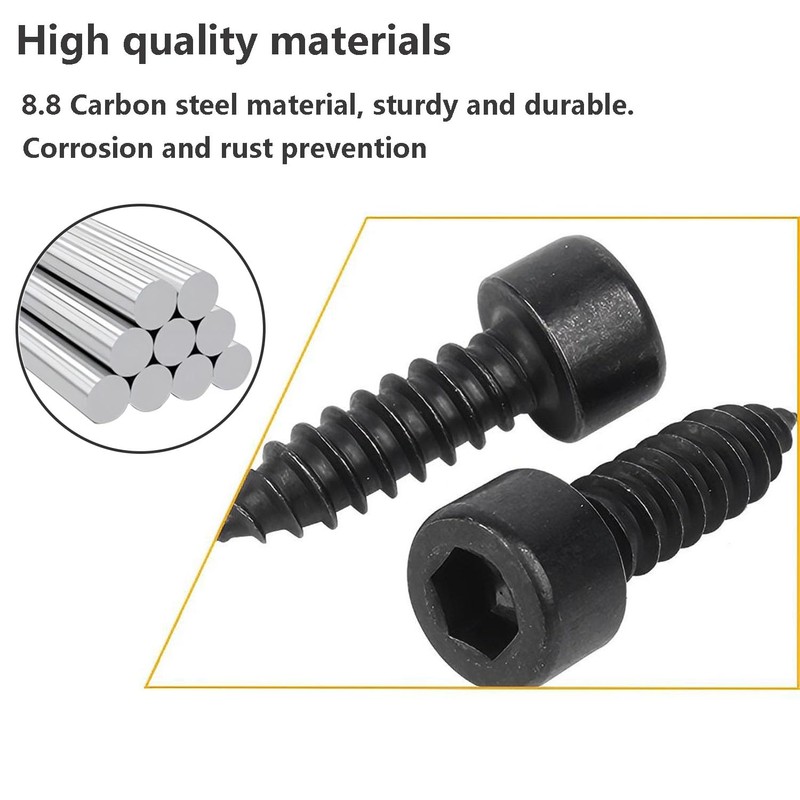 Qrity Pack of 20 Cylindrical Screws with Hexagon Socket, M3