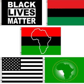3x5 3'x5' Wholesale Lot Set Africa African Black Lives Matter Union 5 Flags Banner Brass Grommets House Banner Brass Grommets Fade Resistant Double Stitched Premium Quality