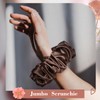 CEELGON Dark Brown Big Satin Scrunchie6.5 Inches Jumbo Scrunchies Silky