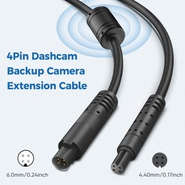 YQMAJIM 4Pin Dash Cam Rear View Camera Extension Cable,(4P 9Ft) Backup Camera Extension Wire with Magnetic Ring,Mirror Dashcam Rearview Extension Cord,Reverse Back up Cam Cable Extension