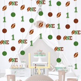 160 pcs Football Garland Party Decorations, First Year Down Football Garland Streamers, Rustic Hanging Banner Decors, Sports Felt Football Bunting Streamers for Game Day Bday Supplies