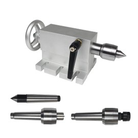 YIDOFENG 65mm MT2 Lathe Center Tailstock Morse Taper 2 Live Center Movable with 4pcs Replaceable Heads For CNC 4h Axis Router Machine,4 Axis Mohs MT2 CNC Tailstock Telescopic Stroke 50MM