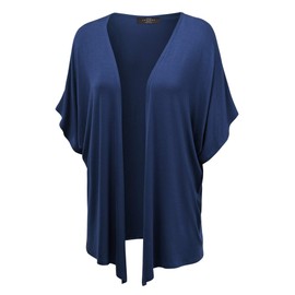 Made By Johnny Cárdigan tipo kimono de manga corta para mujer, ligero y abierto para verano, Wsk1310_azul marino , 4X-Large