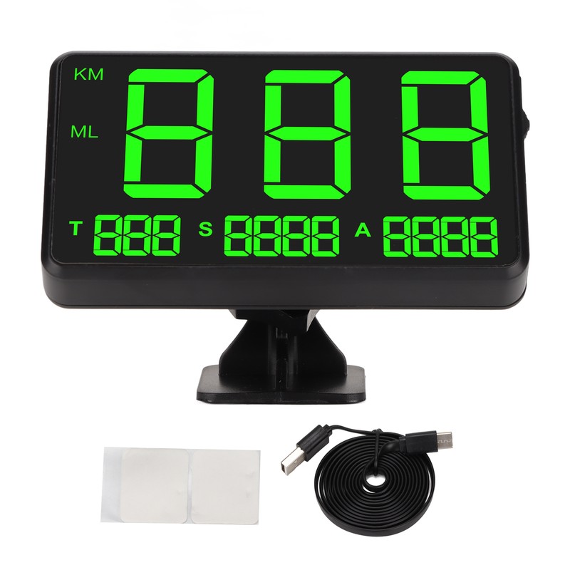 Universal Black 4.5in Car HUD Display 2 Alarm USB Power