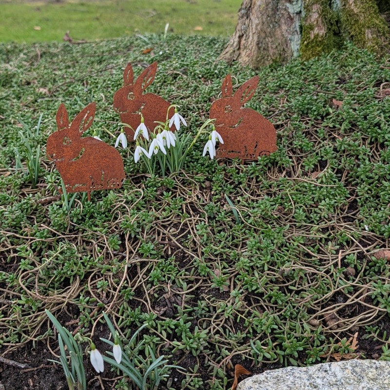 Garden Stake Easter Decoration Rabbit – Set of 3 Rust