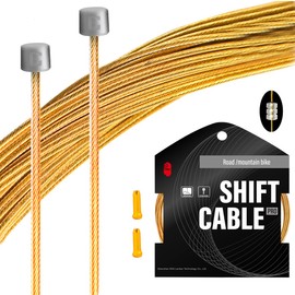 CNCLOL Pro Bicycle Shift Cable, Universal Bicycle Shift Cable, Suitable for Shimano/Sram 1.2 x 2100/2500/3000/3500 mm (Golden)