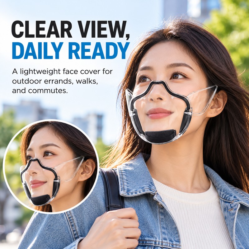 Transparent Mouth Mask for Cycling and Outdoor Wear – Clear