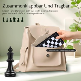 OOCOME 2 in 1 Chess and Lady Folding Travel Game Board Chess Set, High-Quality Chess Game, Chess Board Portable for Children and Adults, 19 x 19 cm