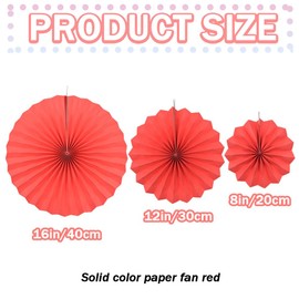 CEEYSEE Pack of 6 Paper Fans Decoration 20/30/40 cm Paper Fans Hanging Red Paper Fan Paper Garland Decoration for Party Celebration Wedding Baby Shower Birthday Decoration (Red/ZHOS)