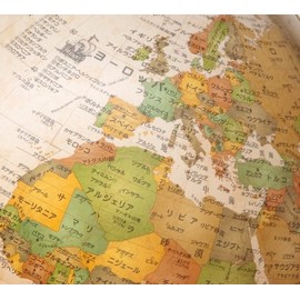 Globe | Ball Diameter 25 cm Sepia Map (English Version)/Wood Pedestal Type