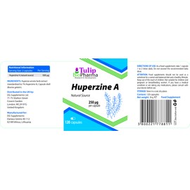 Huperzine A 250mcg 120 Capsules, 3rd Party lab Tested, High Strength Supplement, Gluten and GMO Free