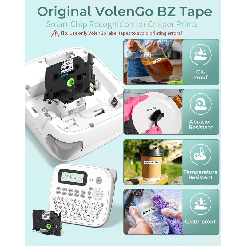 D210s Ptouch Label Maker Machine, Laminated Label Machine with-Tape 12mm