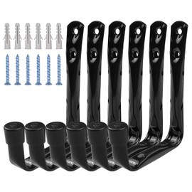 Newpop Pack of 6 Wall Hooks Garage Black Wall Mount Hooks with Screws Device Hooks for Organisation 11.5 cm x 9 cm Garage Hooks Heavy Duty for Ladder Chair Hose Bicycles Power Tools