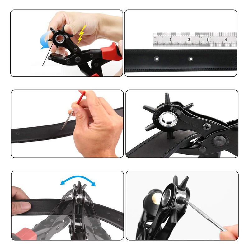 Manual Belt Punch Pliers Round Hole Multifunctional Revolving Hand Punch