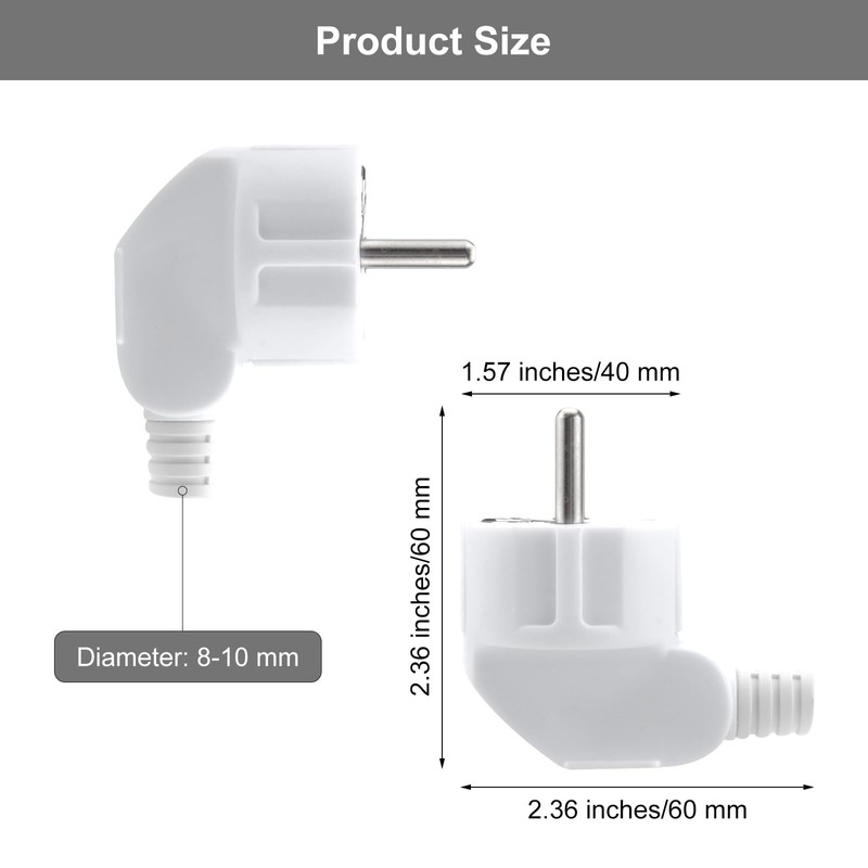 Schuko Plug Angle, Pack of 4 Schuko Angle Plug, 230
