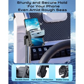 Giftaroo Pontoon Boat Accessories Phone Mount Holder, Men Gift 4.7-7" Marine Handlebar Cell Phone Clamp for Golf Cart Stroller Ebike Pool Umbrellas Mic Stand & Electric Scooter