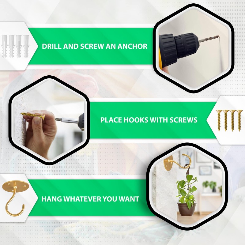 Etoolia Ceiling Hooks for Hanging Plants- 4pcs 2.56 inches Heavy
