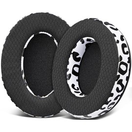 SOULWIT Mesh Fabric Replacement Earpads Cushions for HyperX Cloud 1/2/3/Pro/Core/Alpha/Alpha S/Alpha Pro/Flight/Flight S/Stinger/Stinger S, CloudX Stinger/Stinger Core/Flight Headset - Snow Leopard