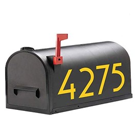 Diggoo 4 Sets Reflective Yellow Mailbox Numbers Sticker Decal Die Cut Uzbek Style Vinyl Number 2" Self Adhesive for Mailbox, Signs, Window, Door, Cars, Trucks, Home, Business, Address Number