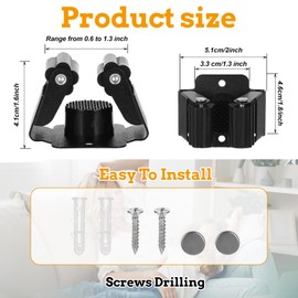 24 Pack Broom and Mop Holder Wall Mount, Hanging Clamp Clip Hanger Utility Rack, Heavy Duty Stainless Steel Adjustable Clamp Organizer with Screws for Garage, Home, Garden Tools, Black