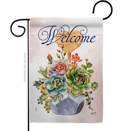 Angeleno Heritage Welcome Succulent Garden Flag Spring Floral Sunflower Tulip Rose Orchid Lilies Season Springtime Flower Wreath House Decoration Banner Small Yard Gift Double-Sided, Made in USA