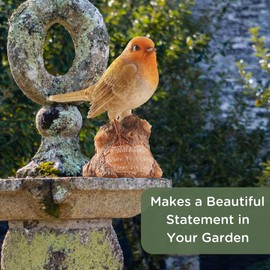 Muldale Robin Graveside Ornament - Red Robin Grave Decoration for Home or Outdoor Garden - Resin Bird Gifts Sculpture - 14cm