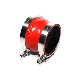 TenkeAuto 4-Ply Reinforced Reducer Silicone Hose Coupler 3" Length With T Bolt Clamp for Turbo/Intercooler/Piping (Red, 3.75" to 4")
