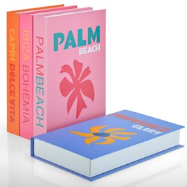 4-Pack Decorative Books - Faux Books for Home Decor, Aesthetic Books for Room Decor, Living Room, Coffee Table, Bookshelf Decor, Modern Shelf Styling, Designer Decorative Book Decor Set (Colorful)