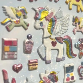 Sparkling Stickers Unicorn Fancy Dream, Pink and White, 1 Piece, PVC Material, 3D Sticker (White)
