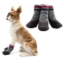 CORHAD Warm Padded Pet Socks for Dogs Fall Winter Non-Slip Dog Shoes 4 Pairs Set