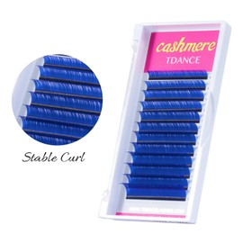 TDANCE Colored Lash Extensions Blue Lash Extensions Classic Lash Extensions 0.07mm C/D Curl Premium Silk Individual Lashes Salon Use (Blue,C-0.07,8-15mm)