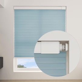 Changshade Custom No Drill No Tools Cordless Cellular Shades Light Filtering, 1.5” Honeycombs Blinds for Window, Room Darkening Cellular Shades, Thermal Insulated Blinds for Indoor Windows, Blue