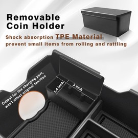 Muslogy Center Console Organizer Compatible with 2025 Toyota Camry LE SE XLE XSE Accessories Middle Storage Box with Removable Coin Holder Insert Tray Interior Secondary Accessories (Black)