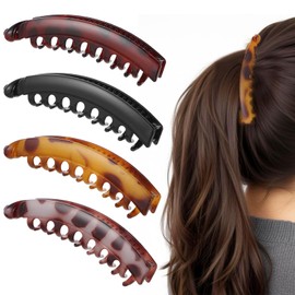 GEEHUA Pack of 4 Large Banana Hair Clips, Vintage Banana Clip, Ponytail Hair Clip, Non-Slip Banana Clip, High-Quality Banana Clips, Robust Hair Accessories for Women and Girls
