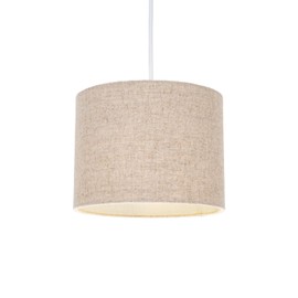 Contemporary and Stylish Natural Linen 8" Drum Lamp Shade in Oatmeal | 40watt Maximum | 15cm x 20cm by Happy Homewares